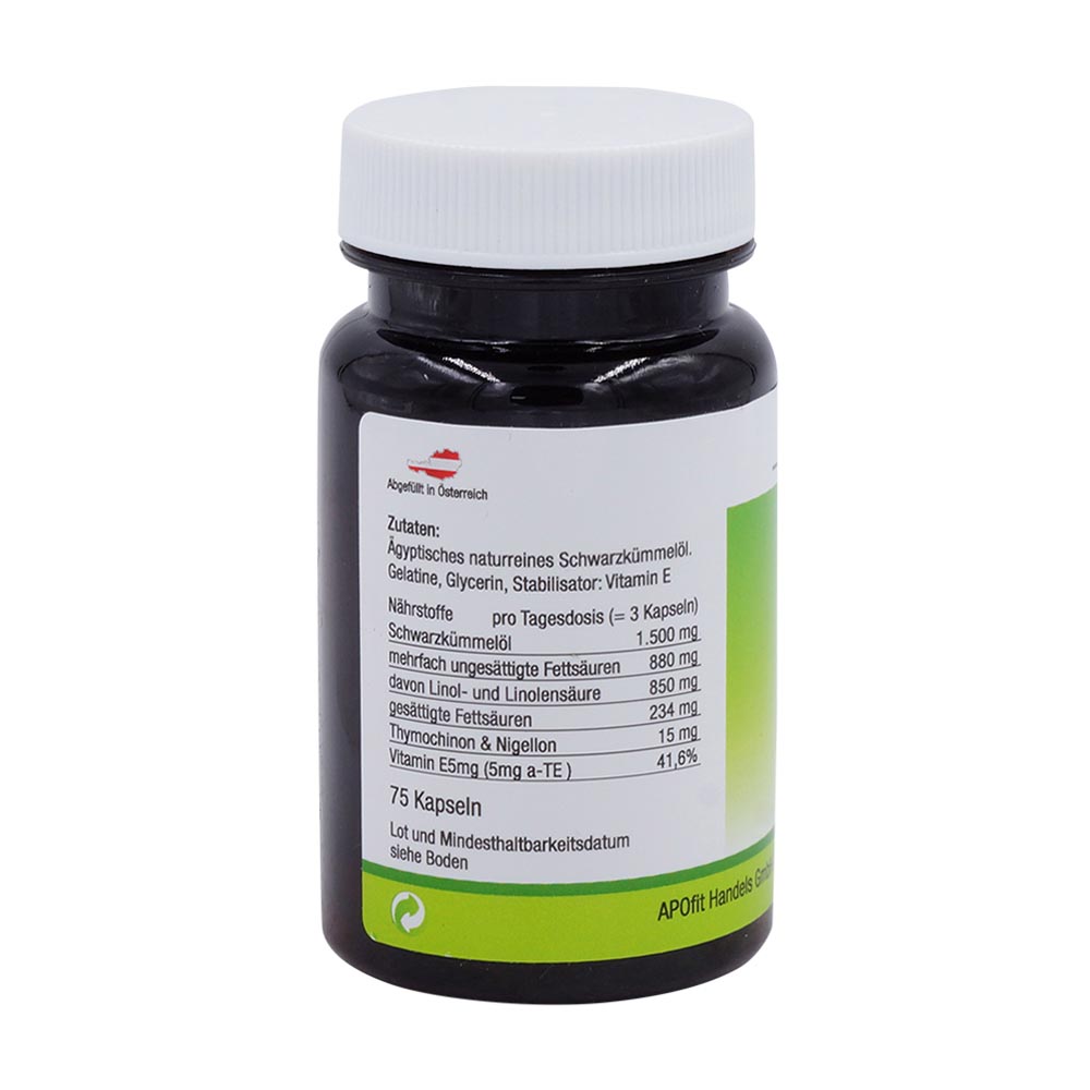 Apofit Schwarzkümmel Öl 500 Kapseln 75 Stk.