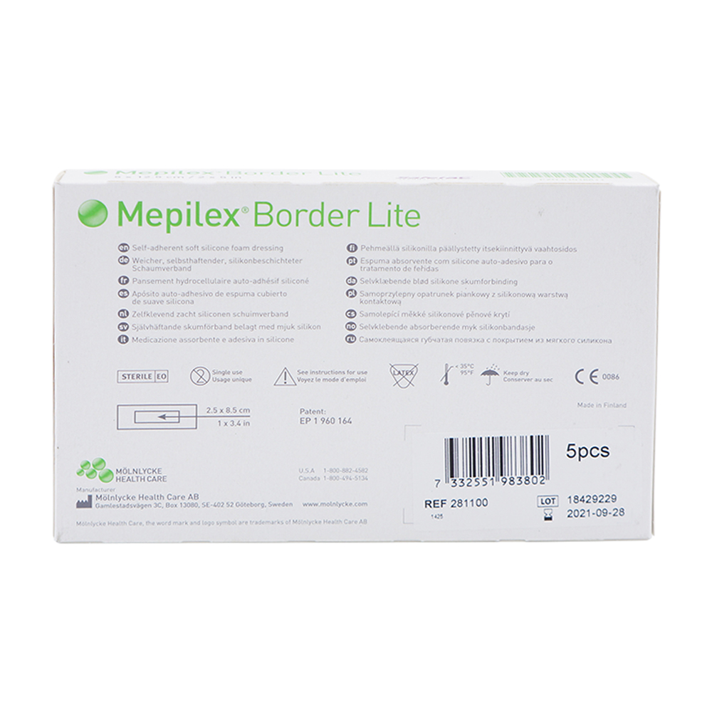 Mölnlycke Mepilex Border Lite Verband 5 Stk. 5 x 12,5 cm