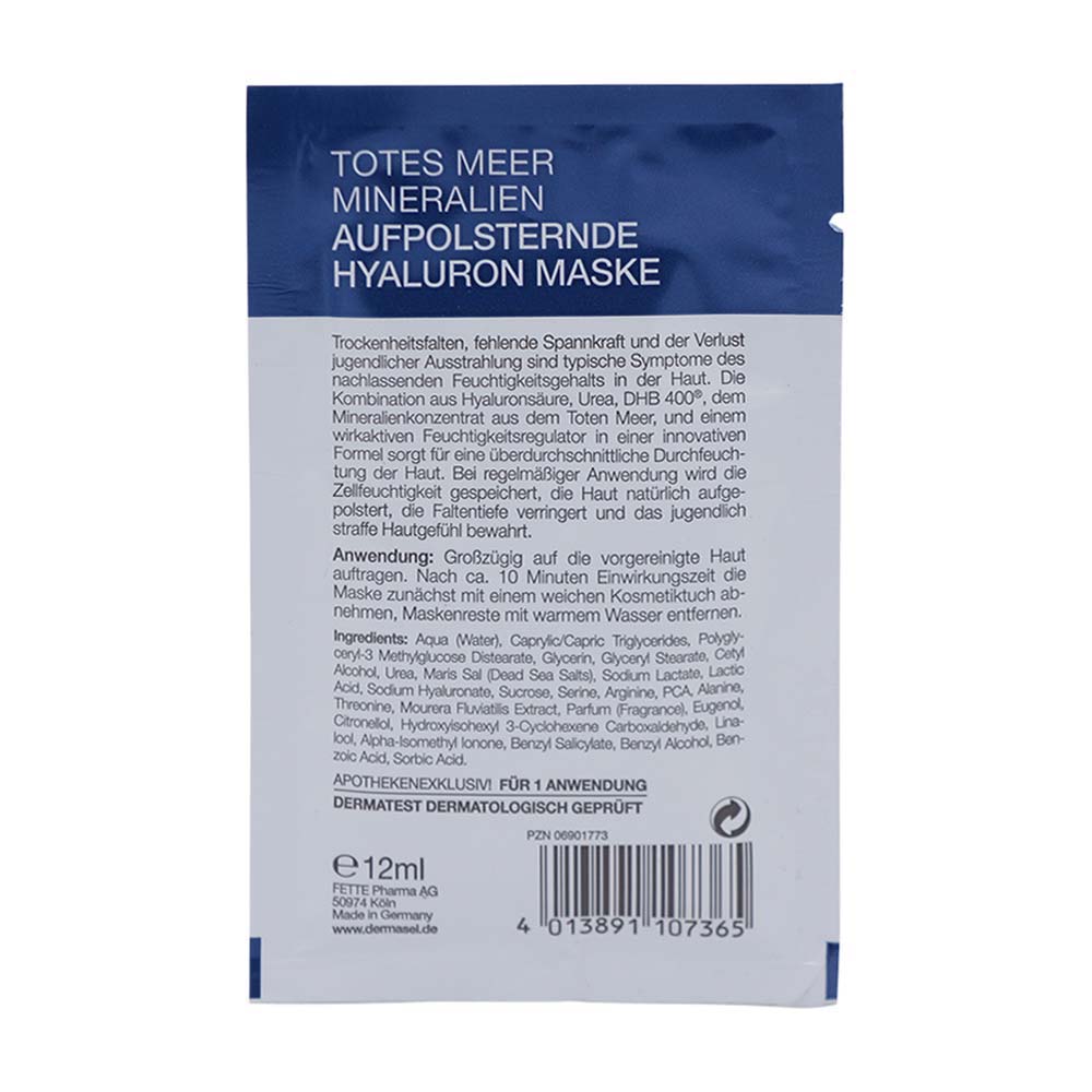Dermasel med Totes Meer Maske Hyaluron 12 ml