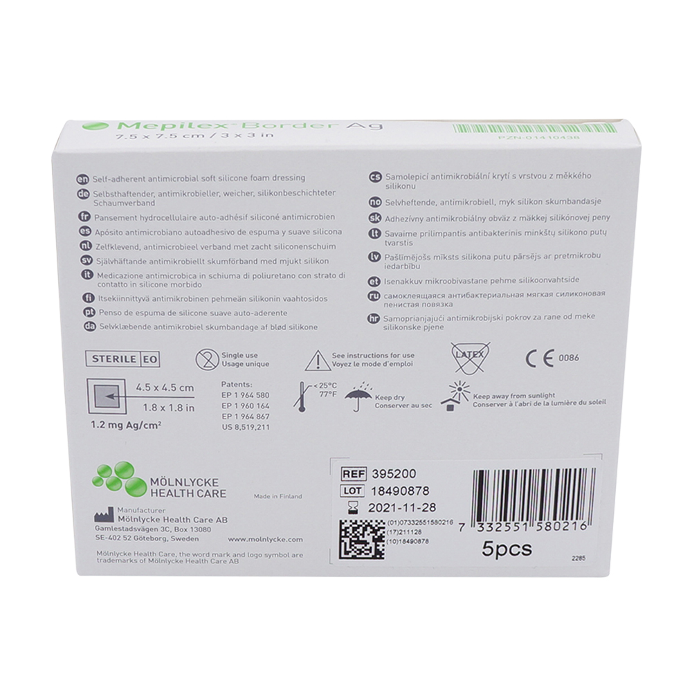 Mölnlycke Mepilex Border AG Verband 5 Stk. 7,5 x 7,5 cm