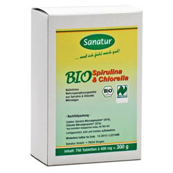 Sanatur Bio Spirulina + Chlorella Tabletten 750 Stk.