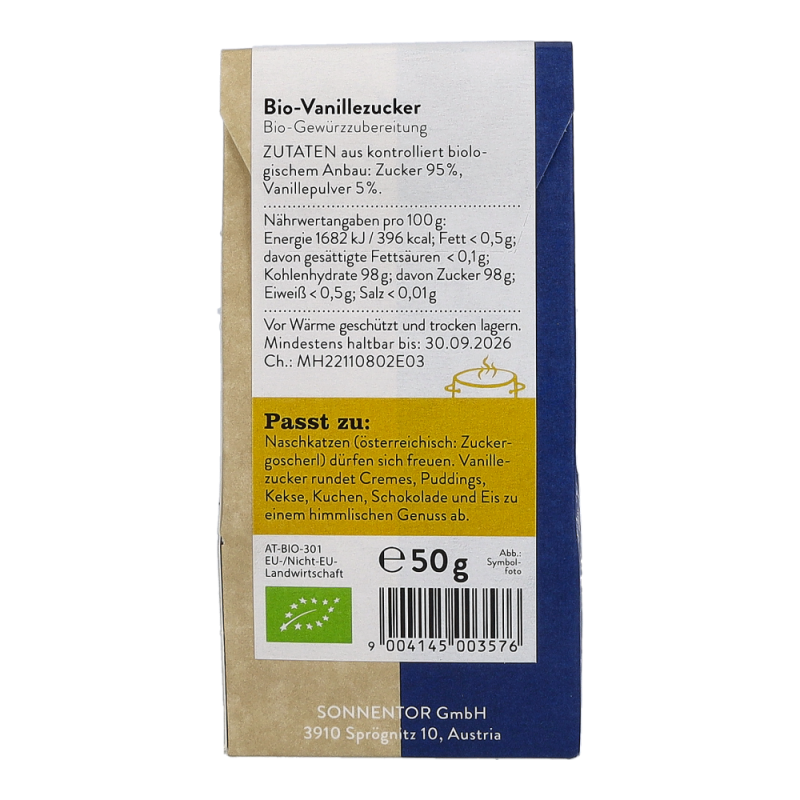 Sonnentor Vanillezucker gemahlen 50g BIO