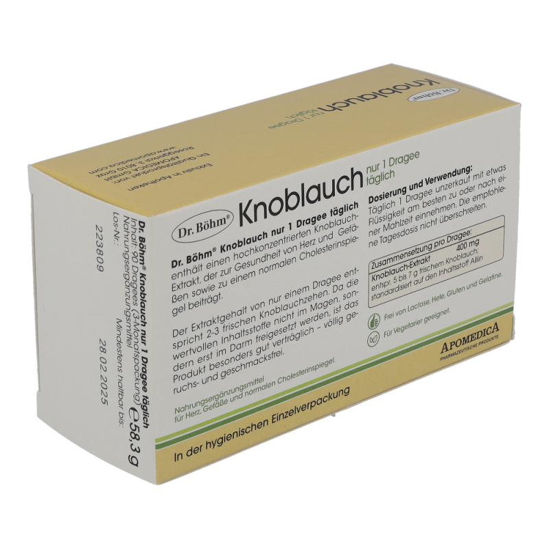 Dr. Böhm Knoblauch nur 1 Dragee täglich