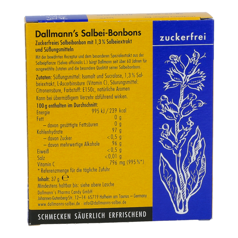 Dallmanns Salbei Bonbons zuckerfrei 37 g