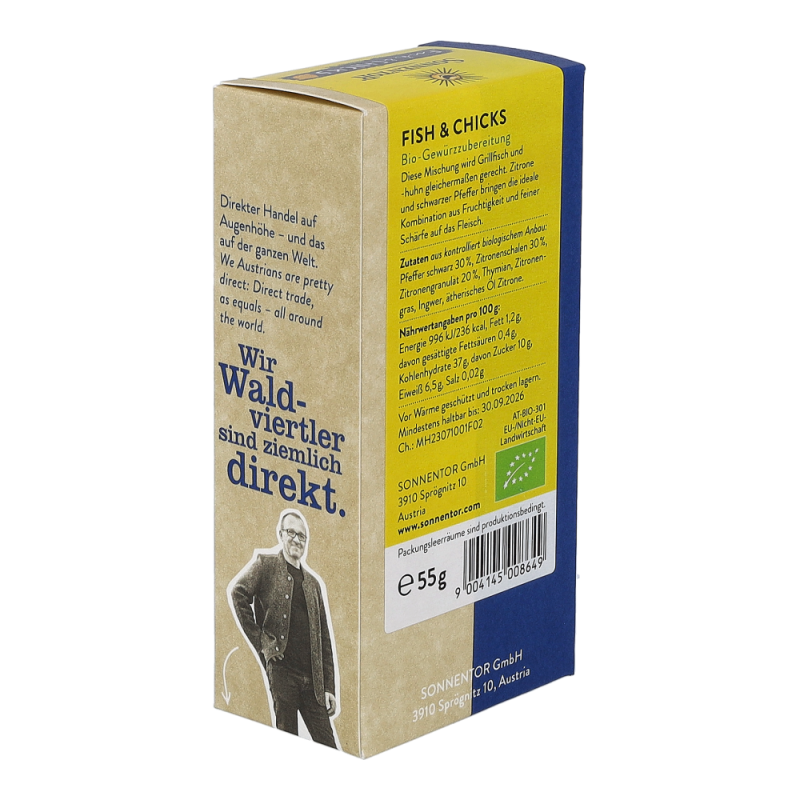 Sonnentor Fish & Chicks Grillgewürz Packung 55 g BIO
