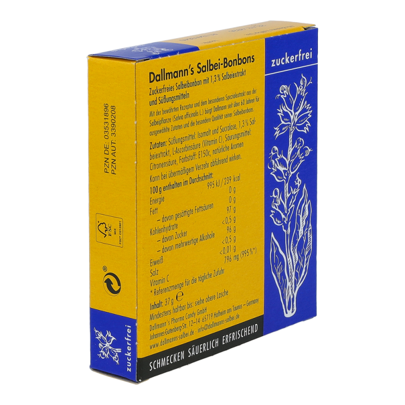Dallmanns Salbei Bonbons zuckerfrei 37 g
