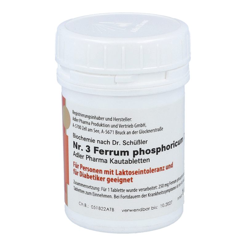 Schüßler Nr. 3 Ferrum phosphoricum D12 Kautabletten 100 g