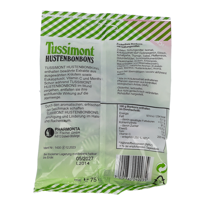 Tussimont Hustenbonbons zuckerfrei 75 g