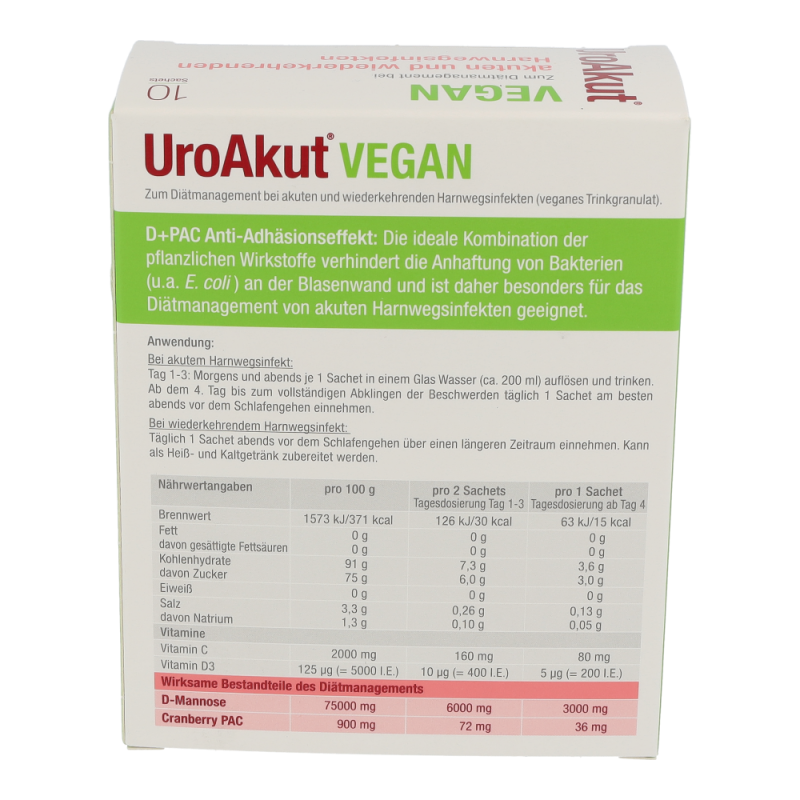 UroAkut vegan Granulat D-Mannose plus Cranberry