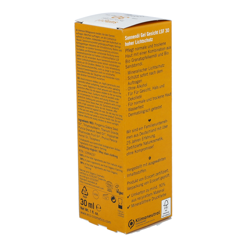 Eco Cosmetics Sonnengel Gesicht LSF 30 30 ml