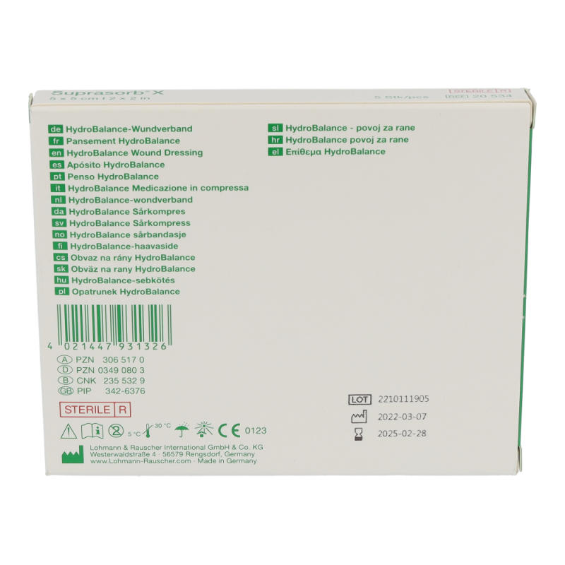 Suprasorb X Hydro Kompresse 5 Stk. 5 x 5 cm