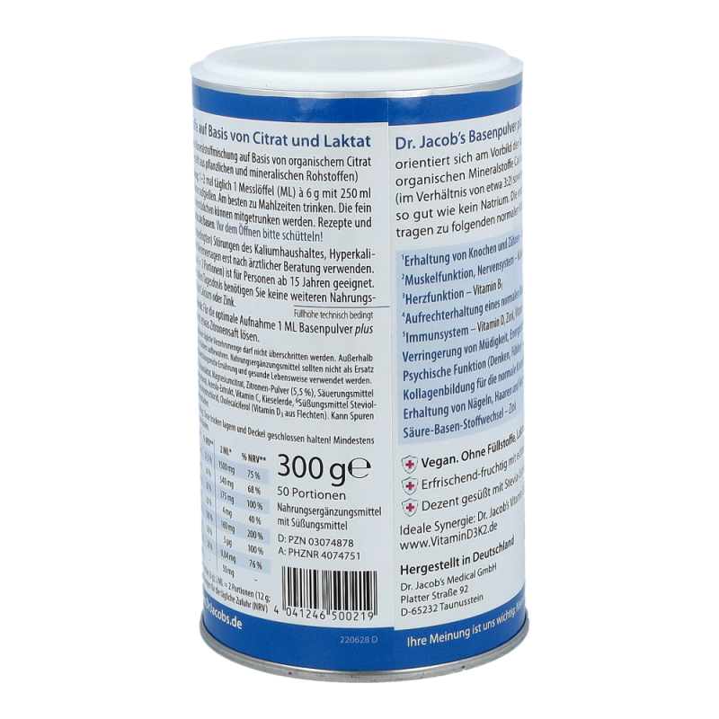 Dr. Jacob’s Basenpulver plus mit Zitrone, Citrate 300g