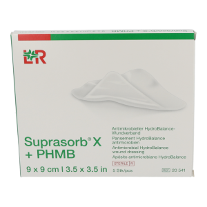 Suprasorb X PHMB Kompresse 5 Stk. 9 x 9 cm