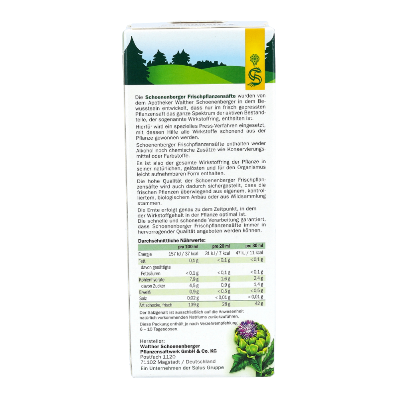 Schoenenberger Saft Artischocken 200 ml BIO