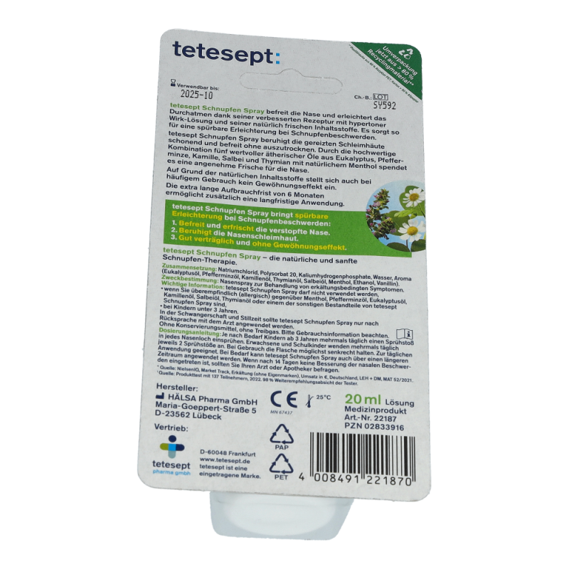 tetesept Schnupfen Spray mit ätherischen Ölen