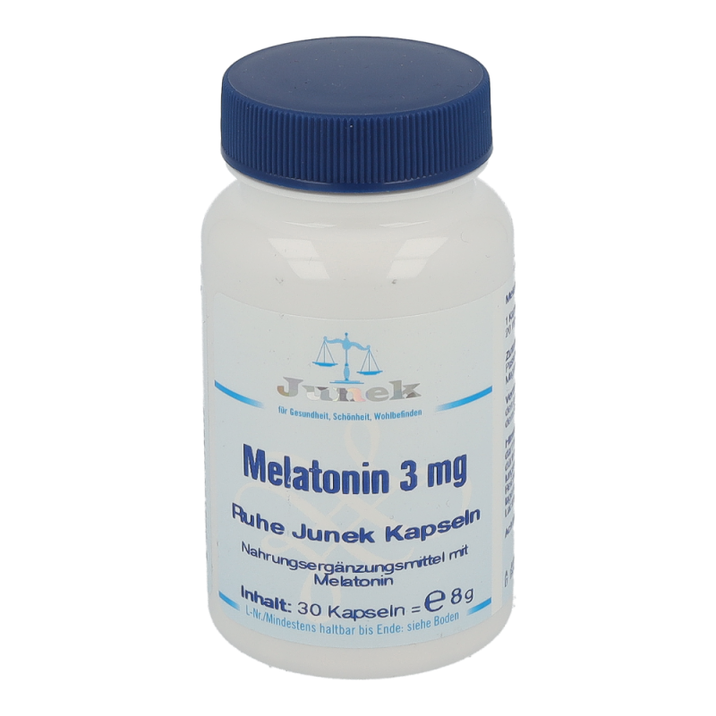 Junek MELATONIN 3mg Kapseln zur Behandlung von Jetlag Empfindungen – 30 Stk