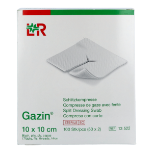 Schlitzkompressen Gazin steril 100 Stk. 5 x 2 10 x 10 cm