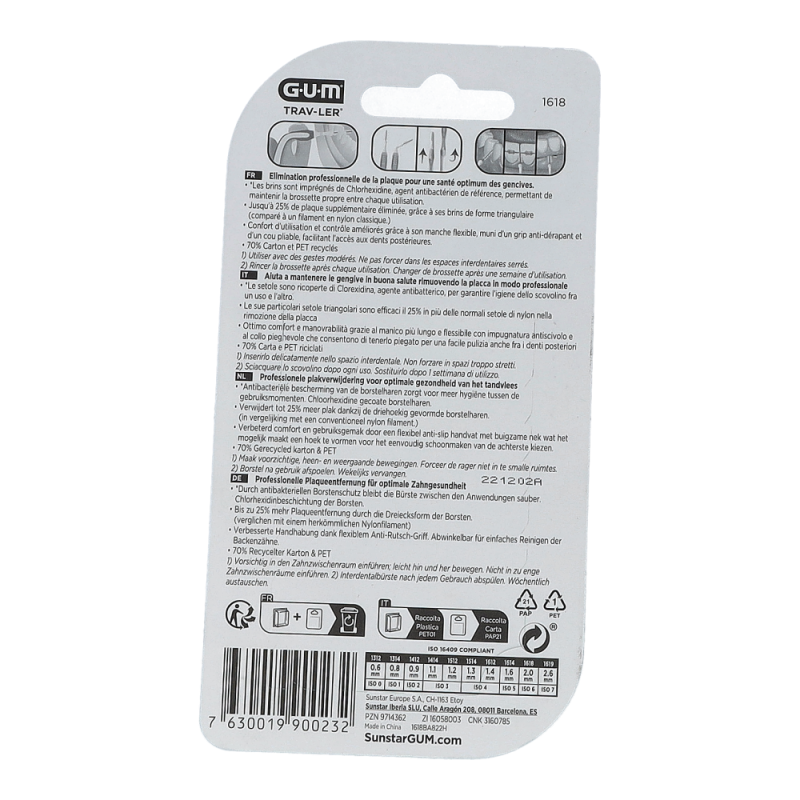 Gum TRAV-LER Inderdentalbürsten 2.0 mm 6 Stk.