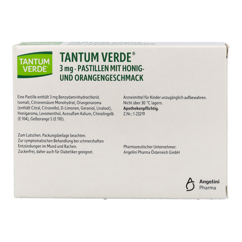Tantum Verde 3 mg – Pastillen mit Honig- und Orangengeschmack
