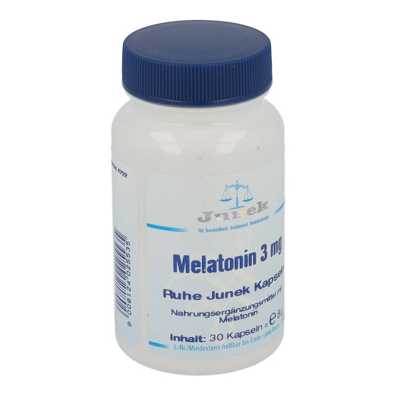 Junek MELATONIN 3mg Kapseln zur Behandlung von Jetlag Empfindungen – 30 Stk