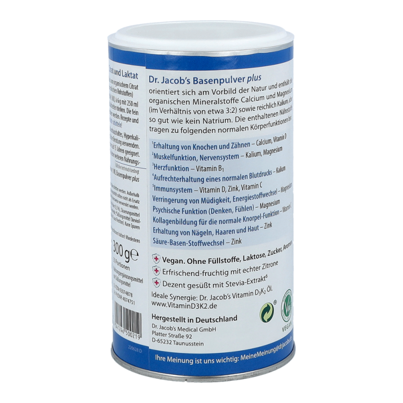 Dr. Jacob’s Basenpulver plus mit Zitrone, Citrate 300g
