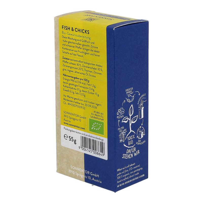 Sonnentor Fish & Chicks Grillgewürz Packung 55 g BIO