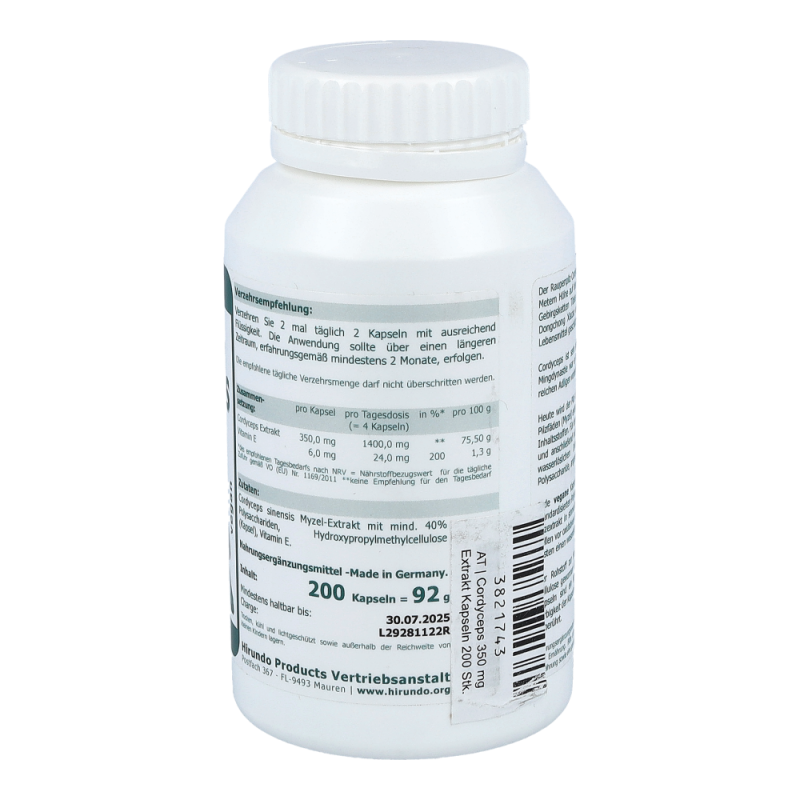 Raupenpilz Kapseln Extrakt Codyceps 200 Stk.