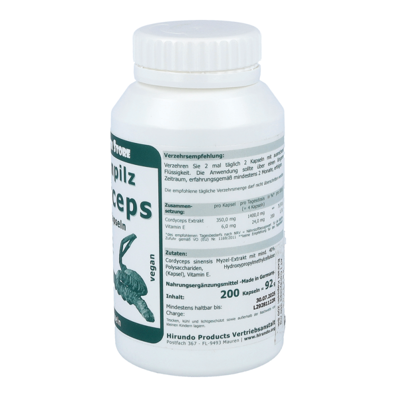 Raupenpilz Kapseln Extrakt Codyceps 200 Stk.