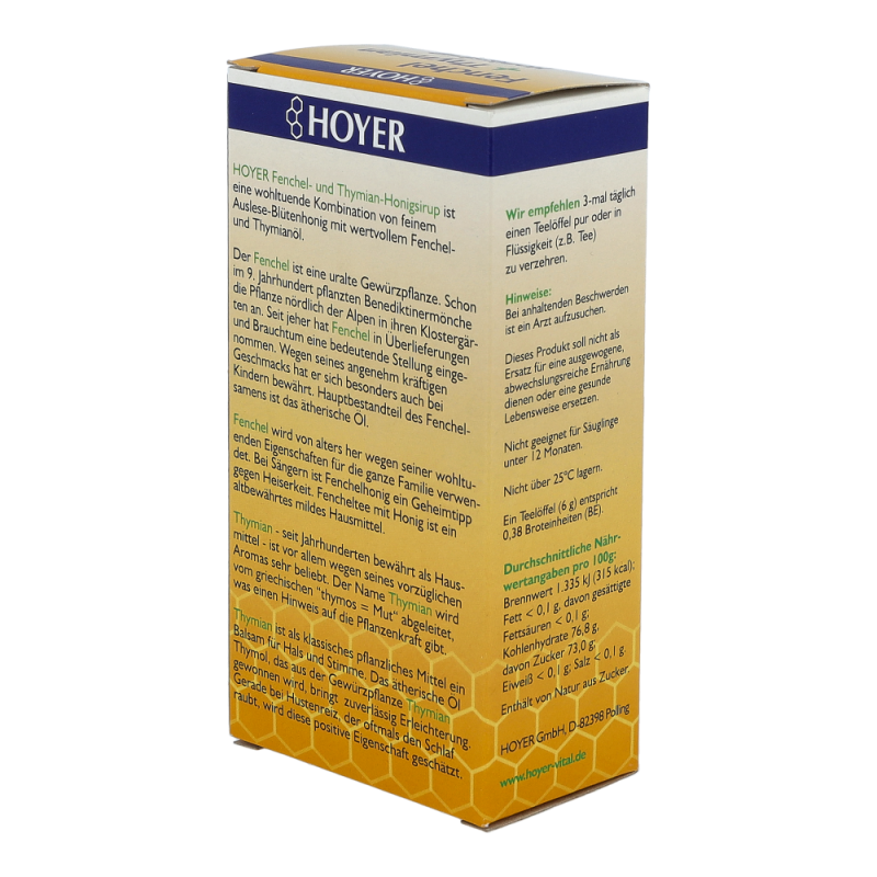Hoyer Fenchel und Thymian Honigsirup 250 g