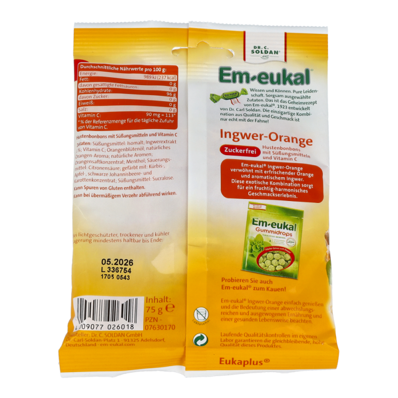 Dr. Soldan Bonbons ohne Zucker Eukalyptus 75 g Ingwer