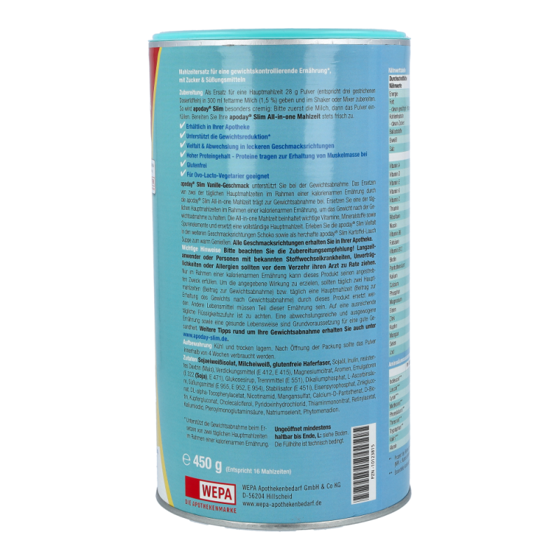 Apoday Slim 450 g Vanilla