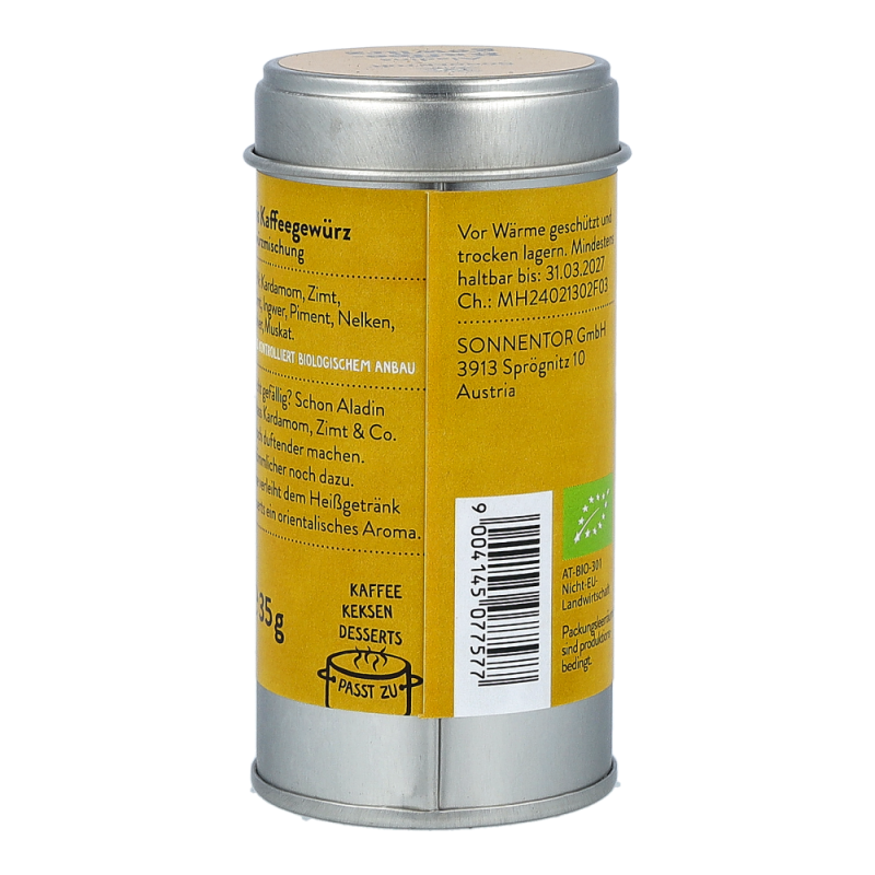 Sonnentor Aladins Kaffeegewürz Streudose 35 g BIO
