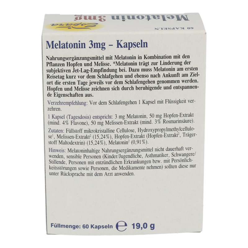 MELATONIN 3mg Kapseln Espara – bei Jet – Lag Symptomen