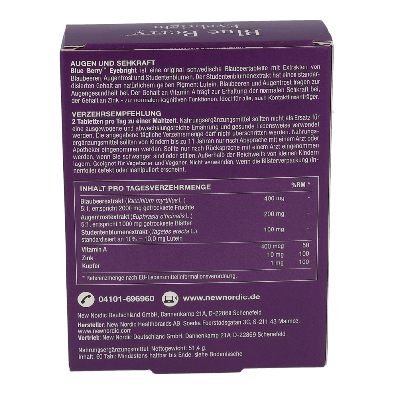 Blue Berry Eyebright Tabletten New Nordic 60 Stk.