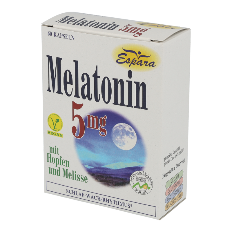 MELATONIN 5mg Kapseln Espara – bei Jet – Lag Symptomen
