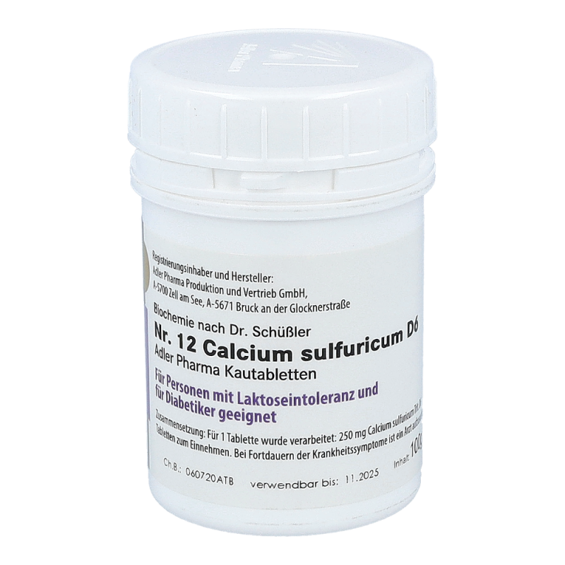 Schüßler Nr. 12 Calcium sulfuricum D6 Kautabletten 100 g