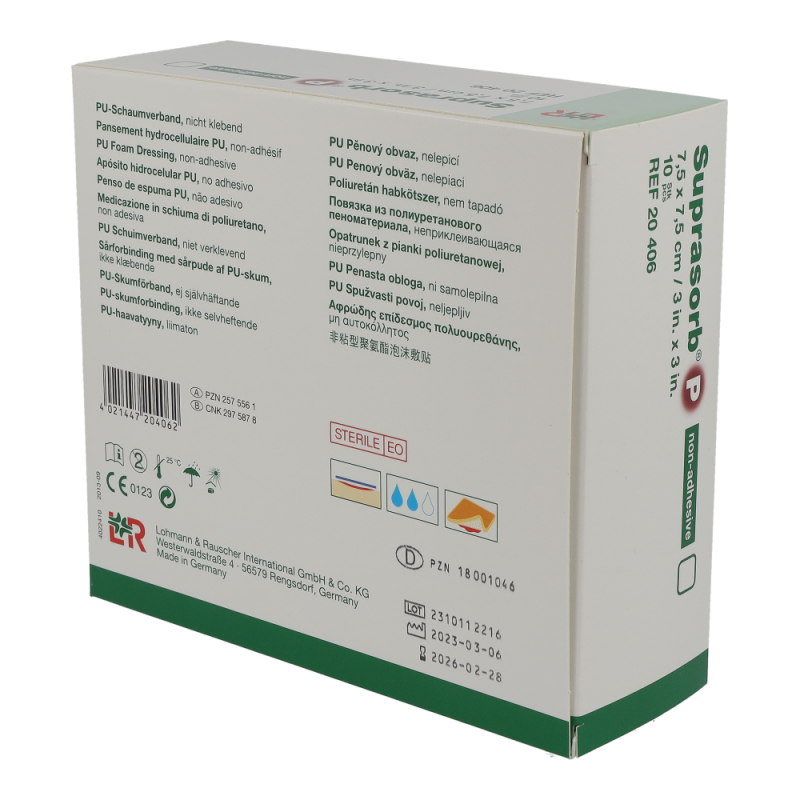 Suprasorb P PU-Schaumverband nicht klebend 10 Stk. 7,5