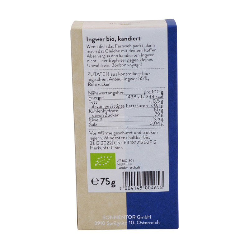 Sonnentor Ingwer kandiert bio, 75 g
