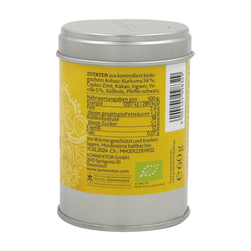 Sonnentor Kurkuma-Latte Vanille bio, Dose 60g