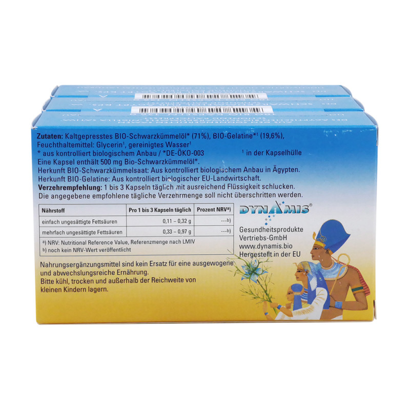 Dynamis Ägyptisches Schwarzkümmel Öl Kapseln 500 P 3 x 60 Stk.