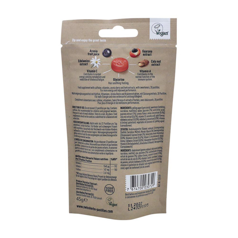 SwissHerbs Grethers Pastillen Energy Boost zuckerfrei 45 g