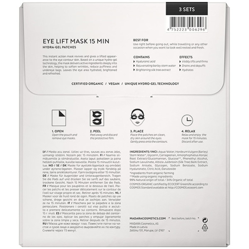 Madara Time miracle Eye Lift Mask 15min 3 Sets